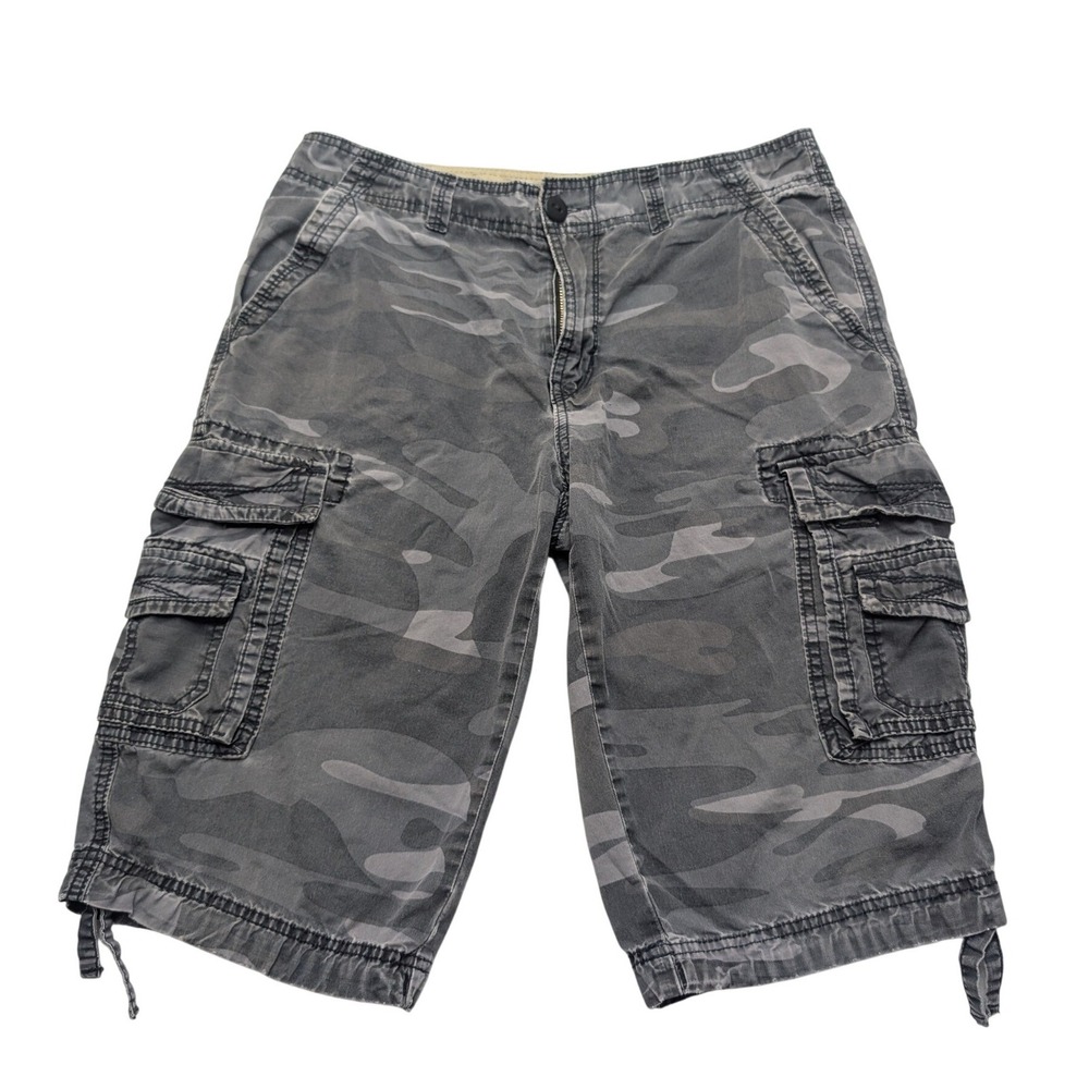 Urban Pipeline Cargo Shorts Mens 32 Grey Camo Below Knee Utility Cotton
